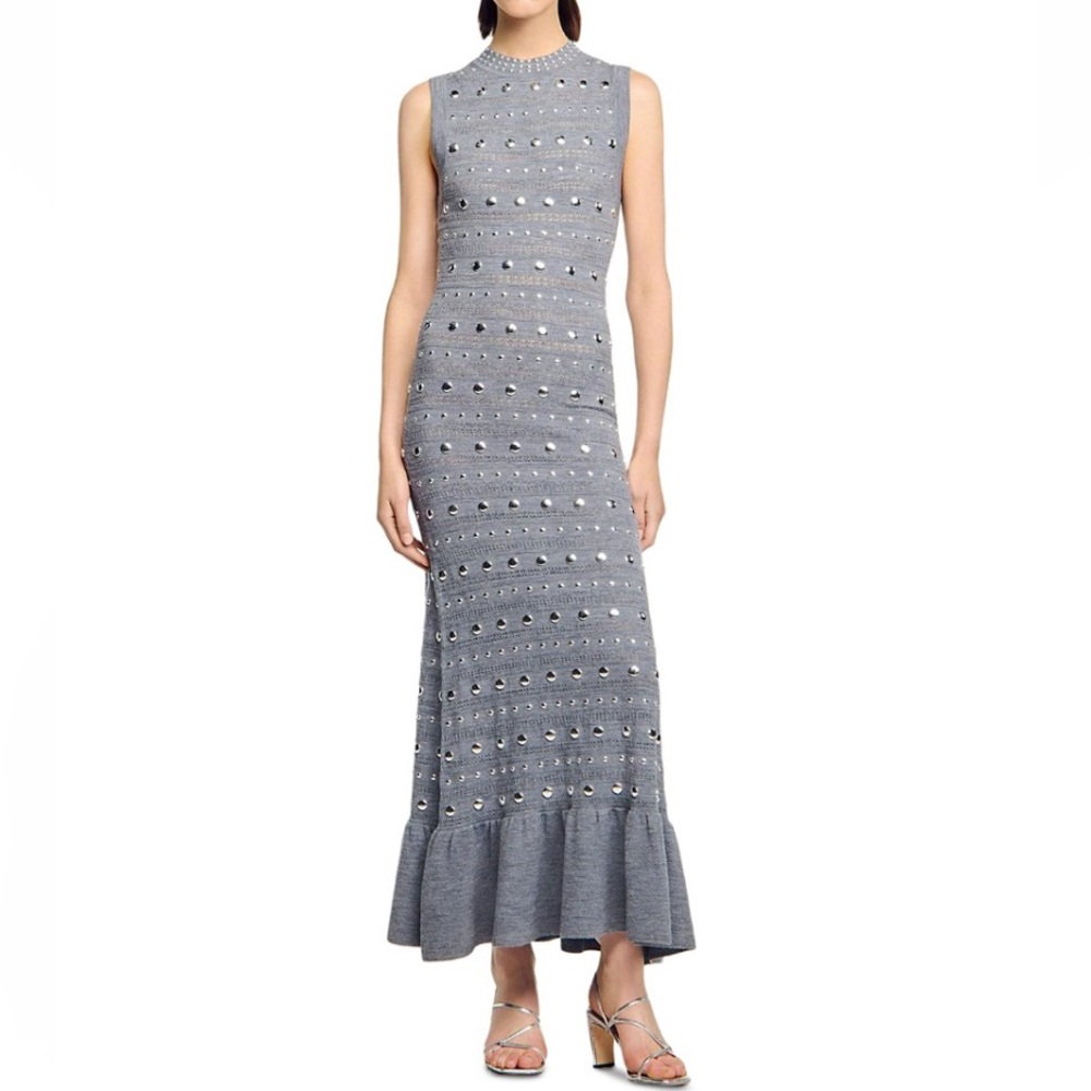 Sandro Venus Dress L NWT 3 studded maxi dress